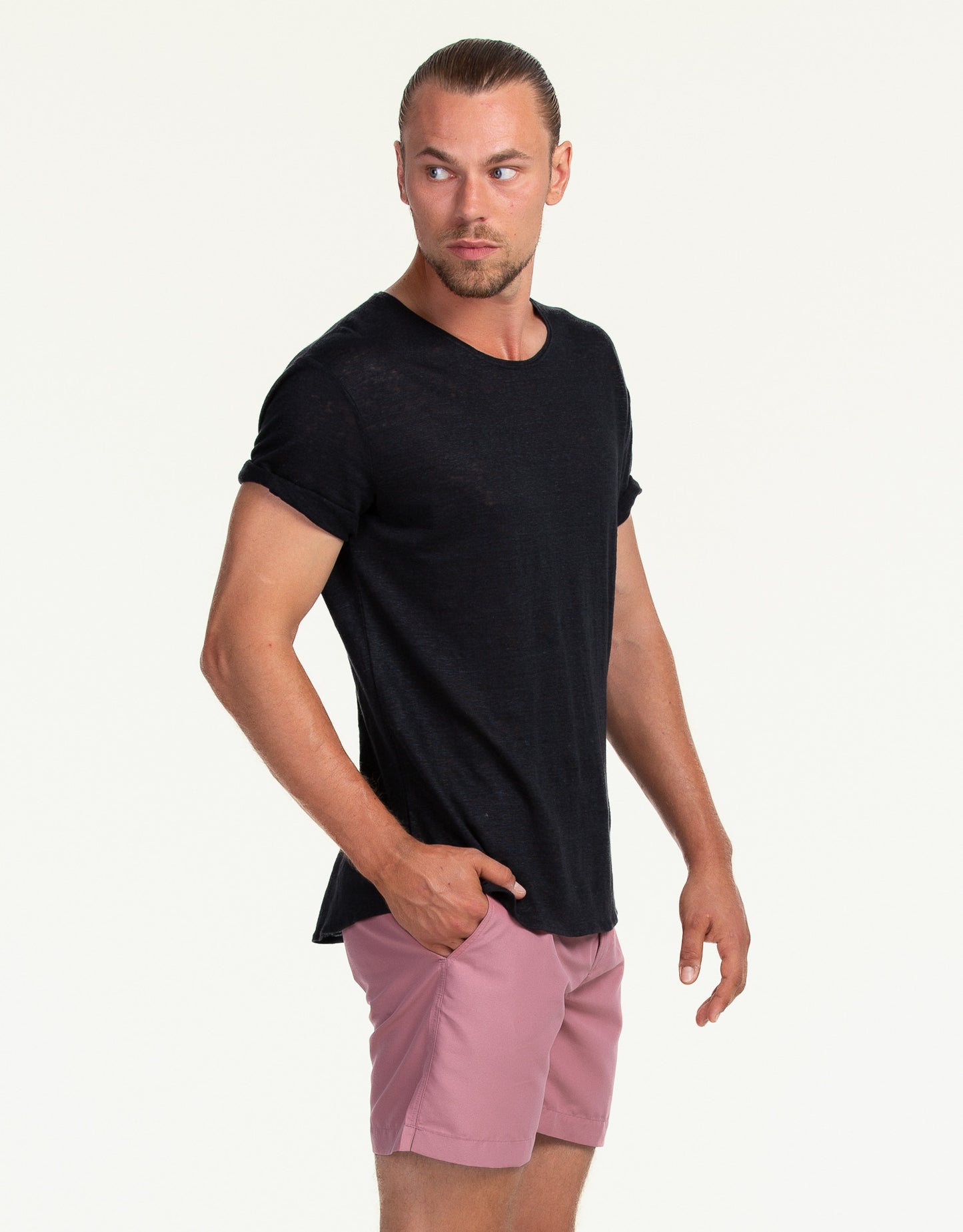 C-NECK LINEN NERO