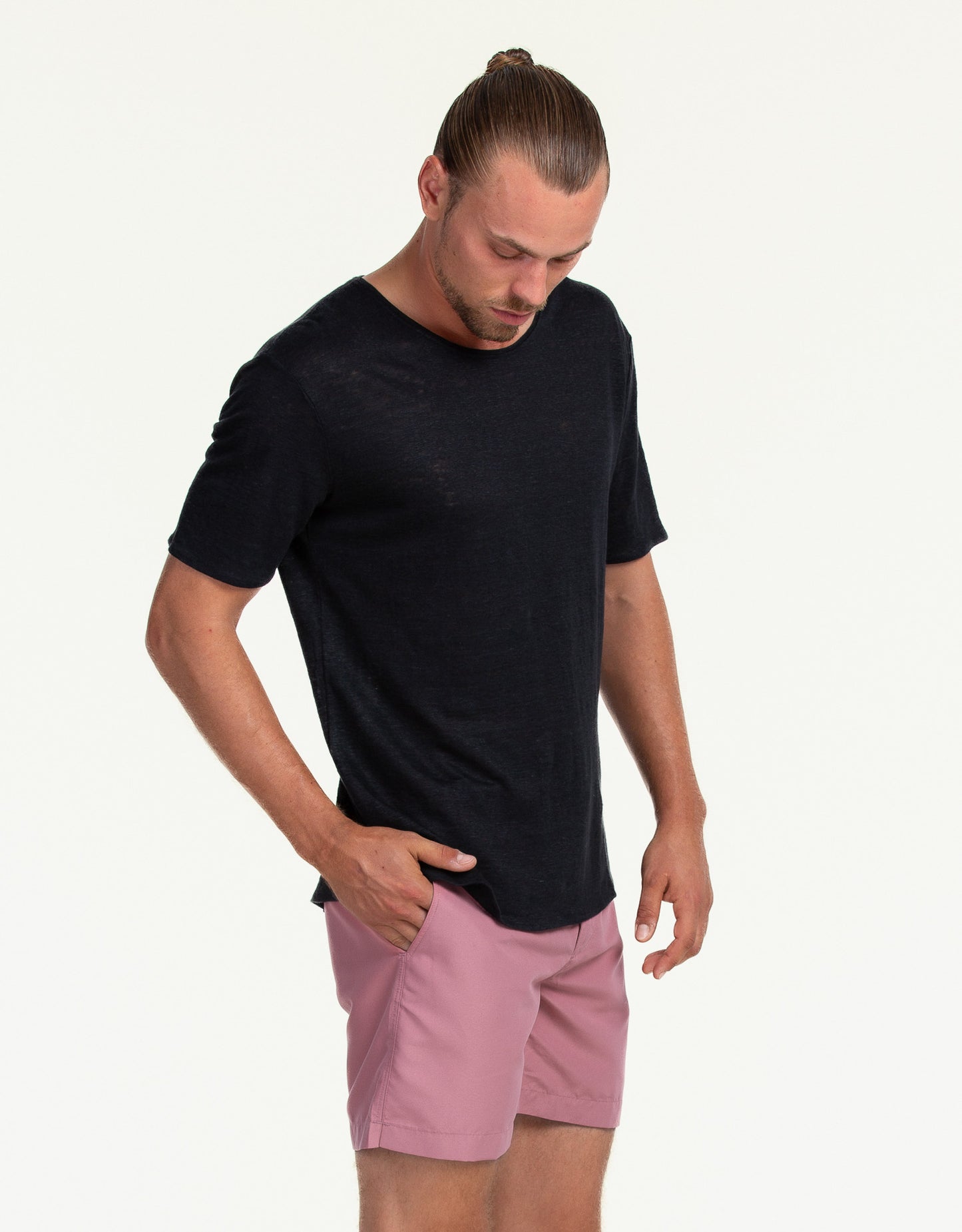 C-NECK LINEN NERO