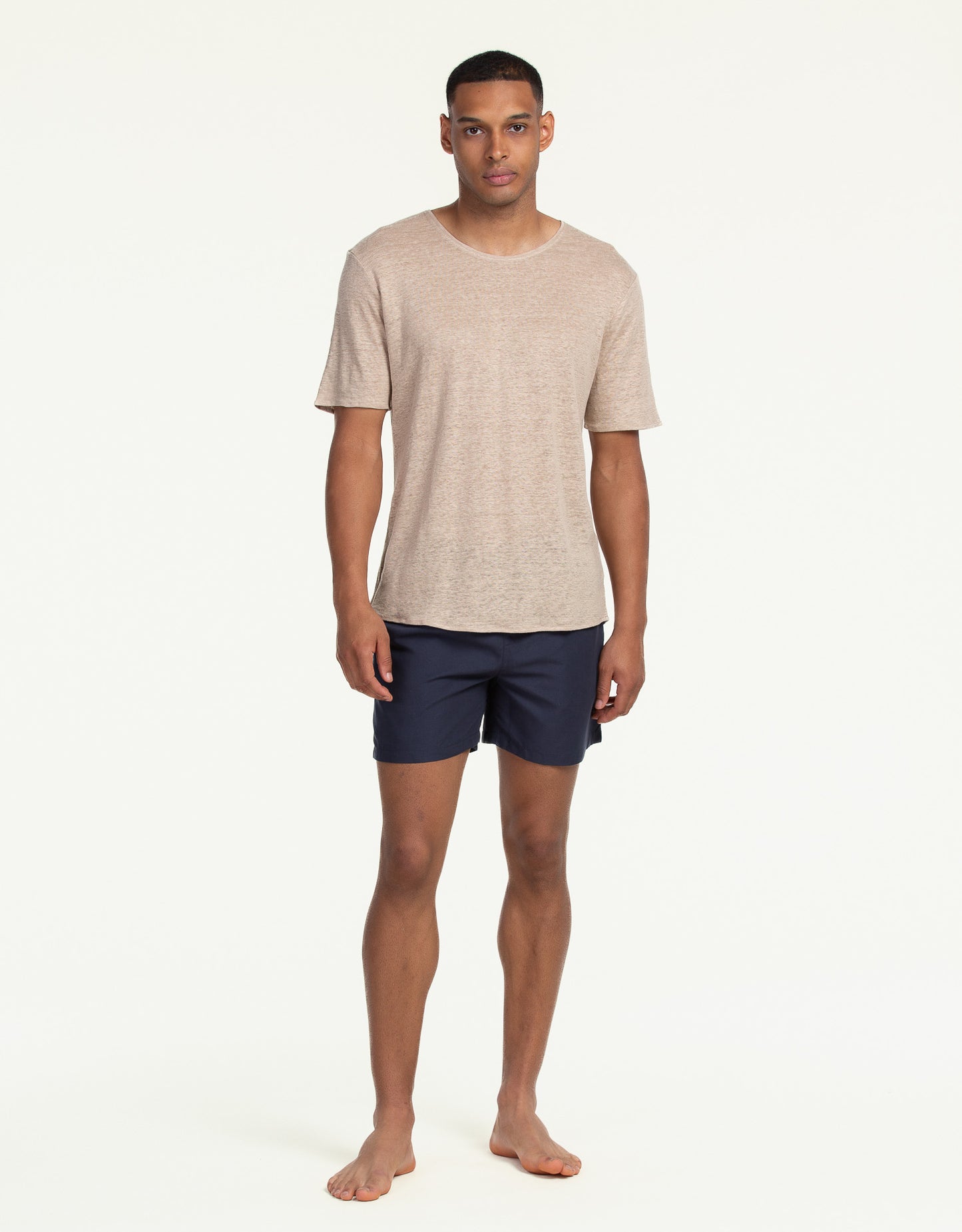 C-NECK LINEN SAND