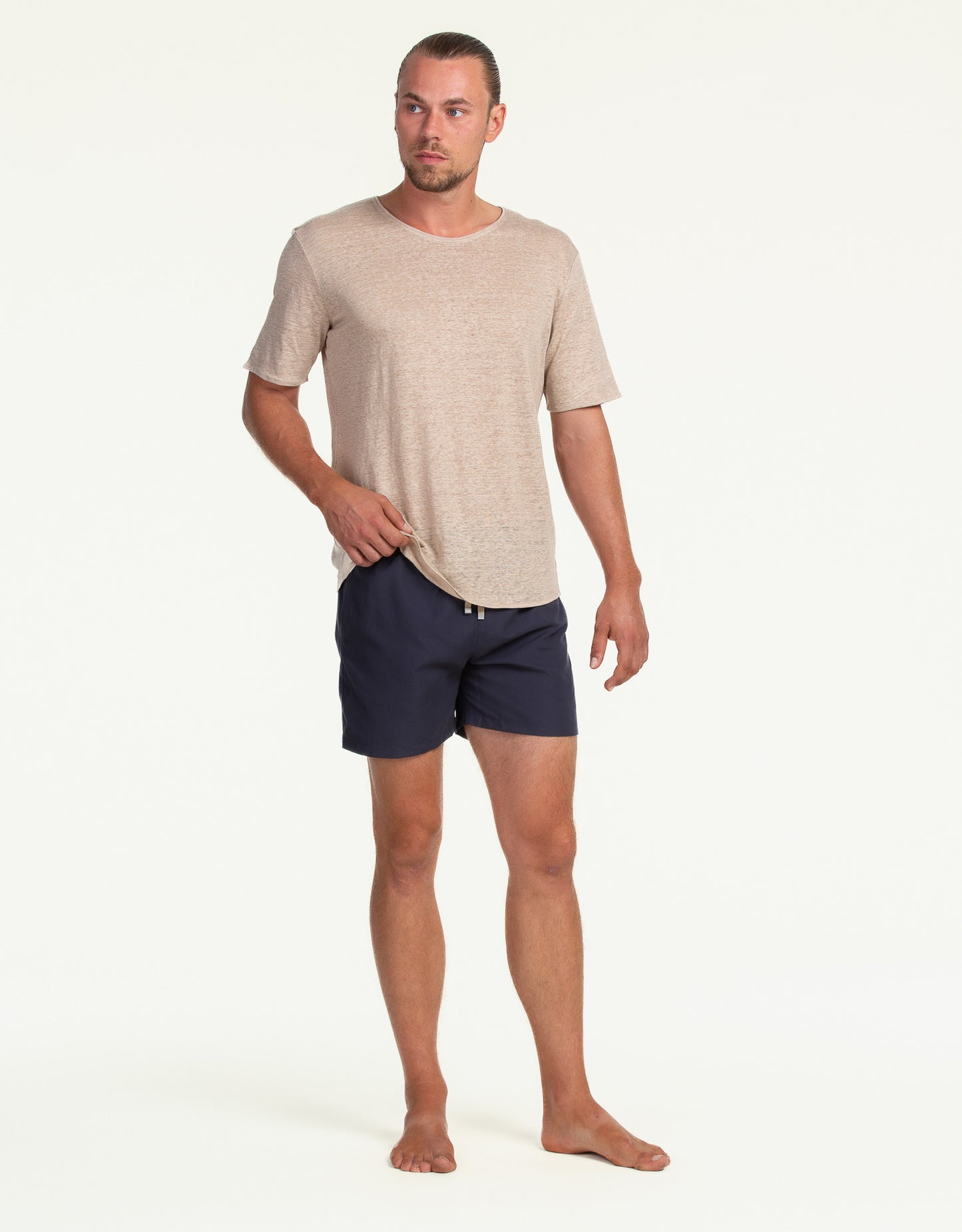 C-NECK LINEN SAND