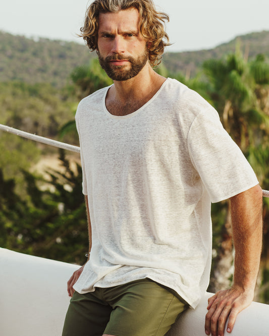 C-NECK LINEN BLANC