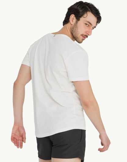 Explore sustainable fashion for men with our essential Unku Blanc T-shirt in white. Crafted for everyday luxury, our tees offer unmatched softness and all-day comfort. Stay cool in our breathable organic cotton tees, made from 100% organic cotton for sustainability and skin-friendly wear