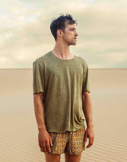 C-NECK LINEN OLIVE