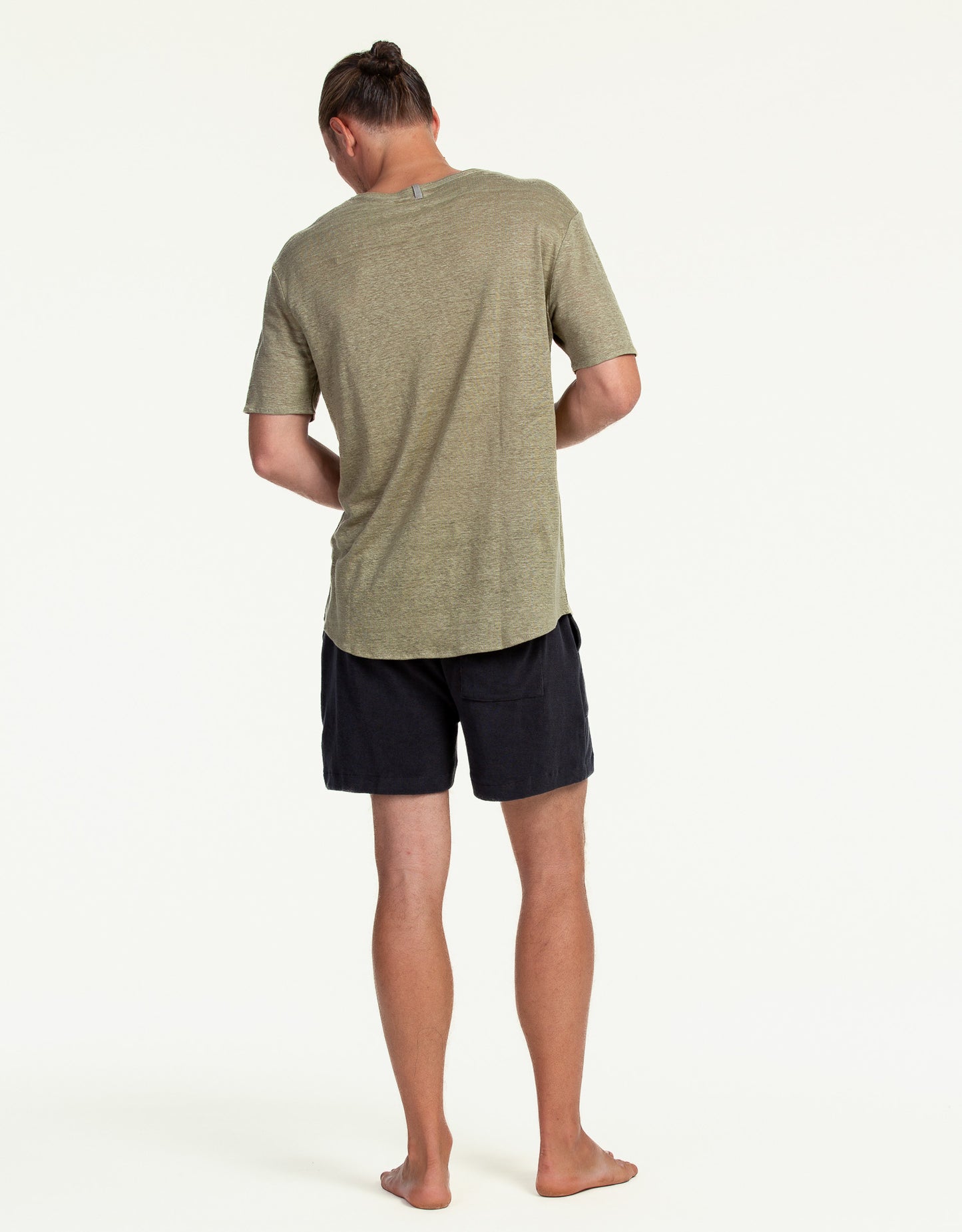 C-NECK PURE LINEN OLIVE