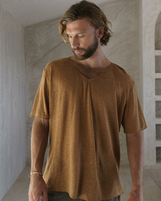 V-NECK LINEN ORO