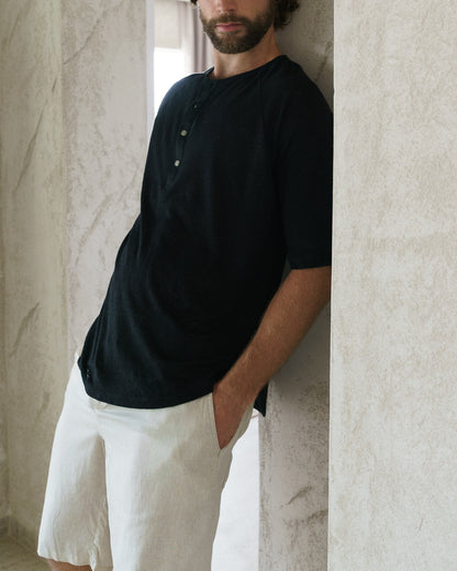 T-SHATI LINEN NERO