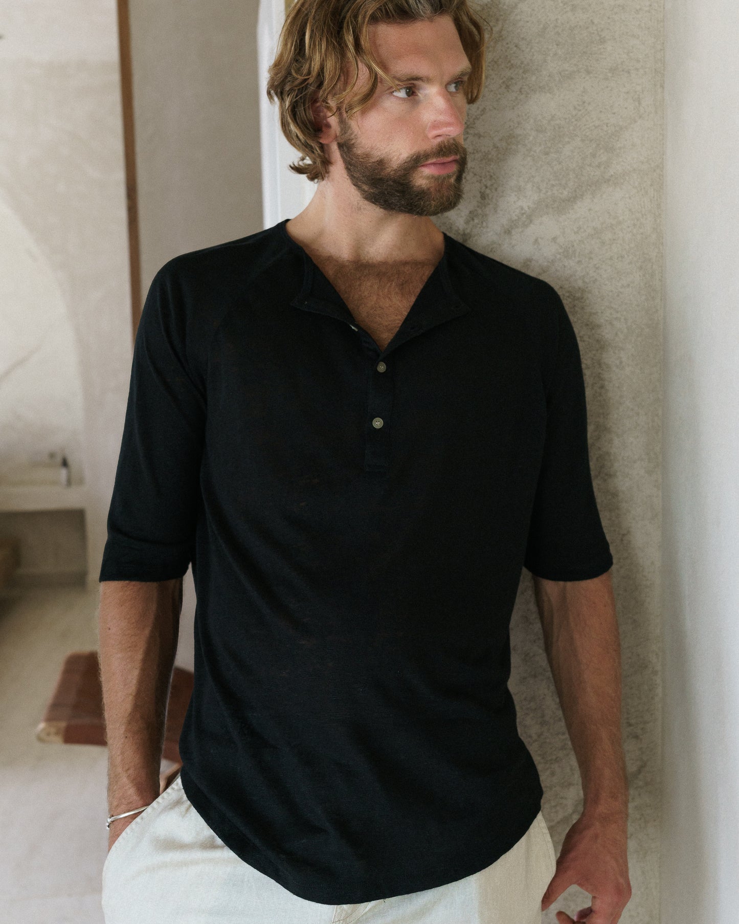 T-SHATI LINEN NERO