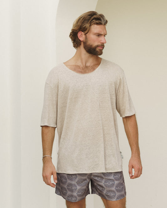 C-NECK LINEN SAND