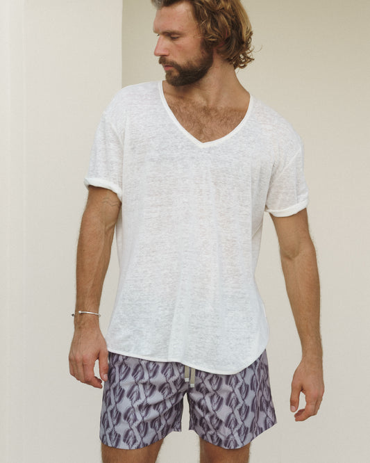 V-NECK LINEN BLANC