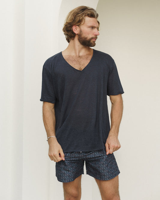 V-NECK LINEN NOCHE