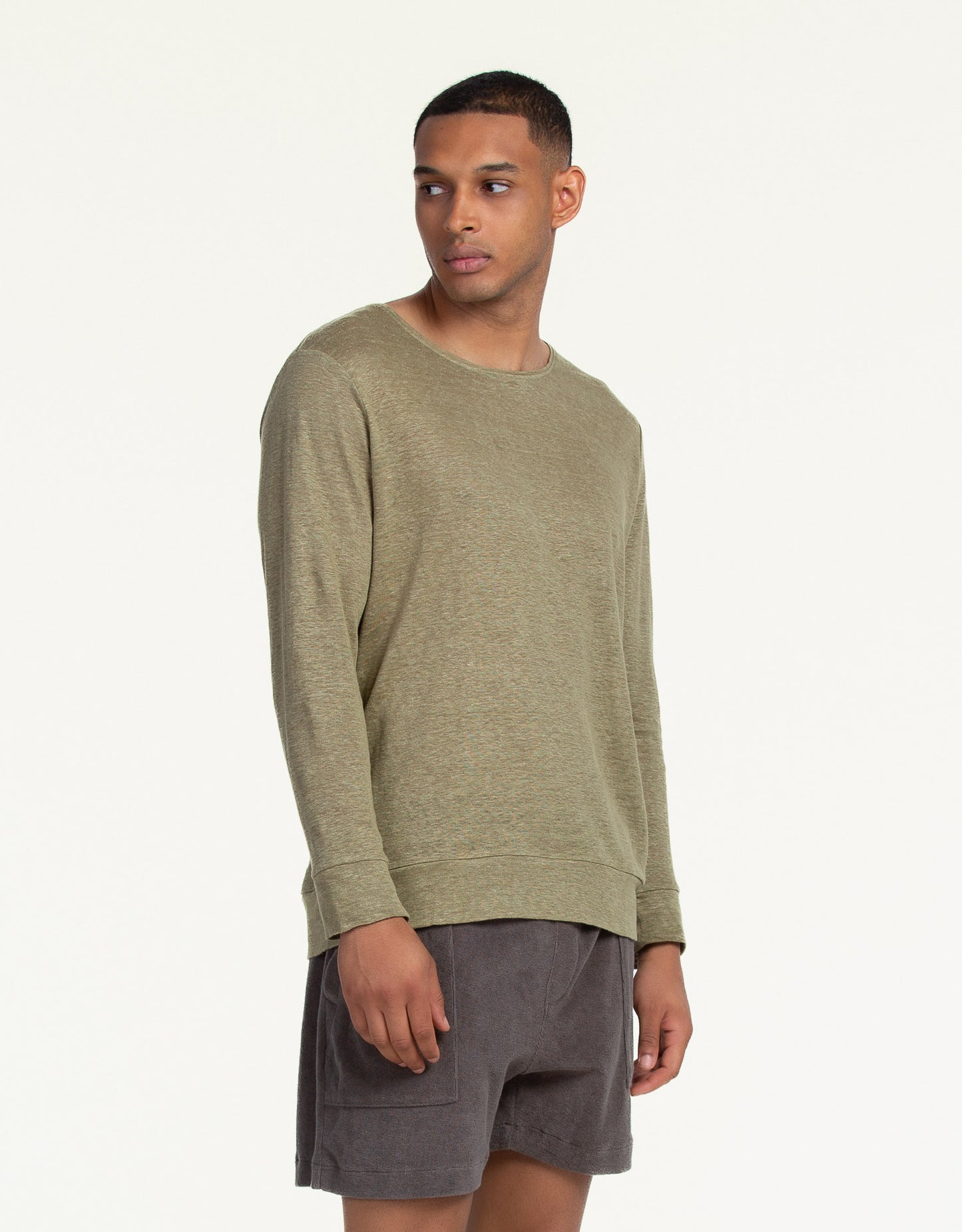 SWEATSHIRT PURE LINEN OLIVE