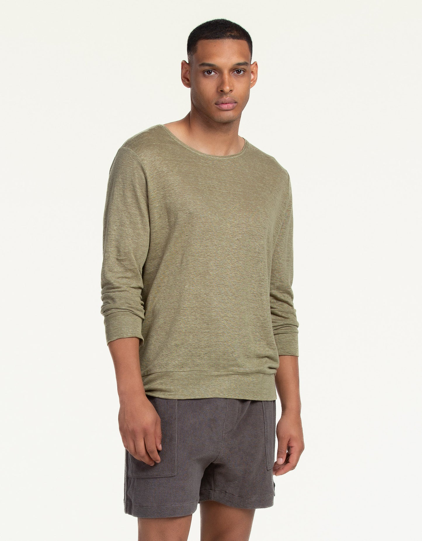 SWEATSHIRT PURE LINEN OLIVE