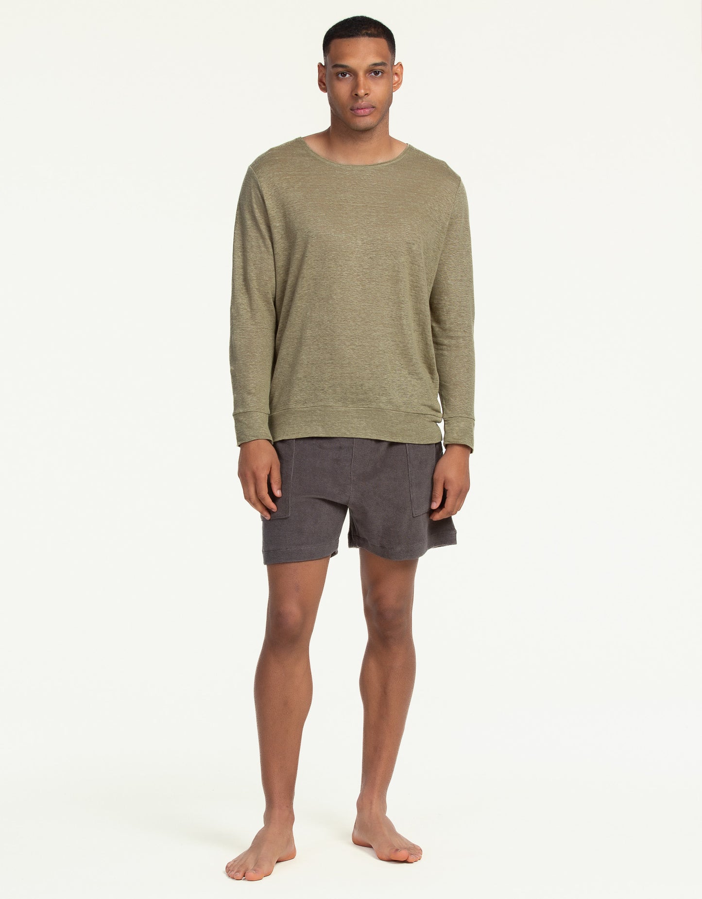 SWEATSHIRT PURE LINEN OLIVE