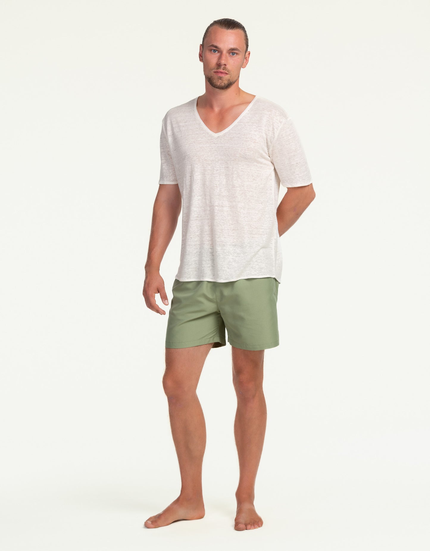 V-NECK LINEN BLANC