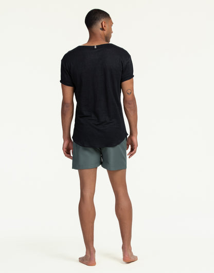 V-NECK PURE LINEN NEGRO