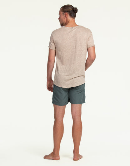 V-NECK PURE LINEN SAND