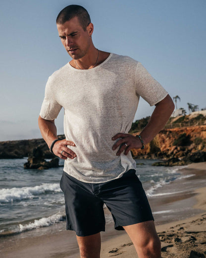 C-NECK LINEN BLANC